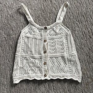 Crochet Knit Button-Front Tank Top